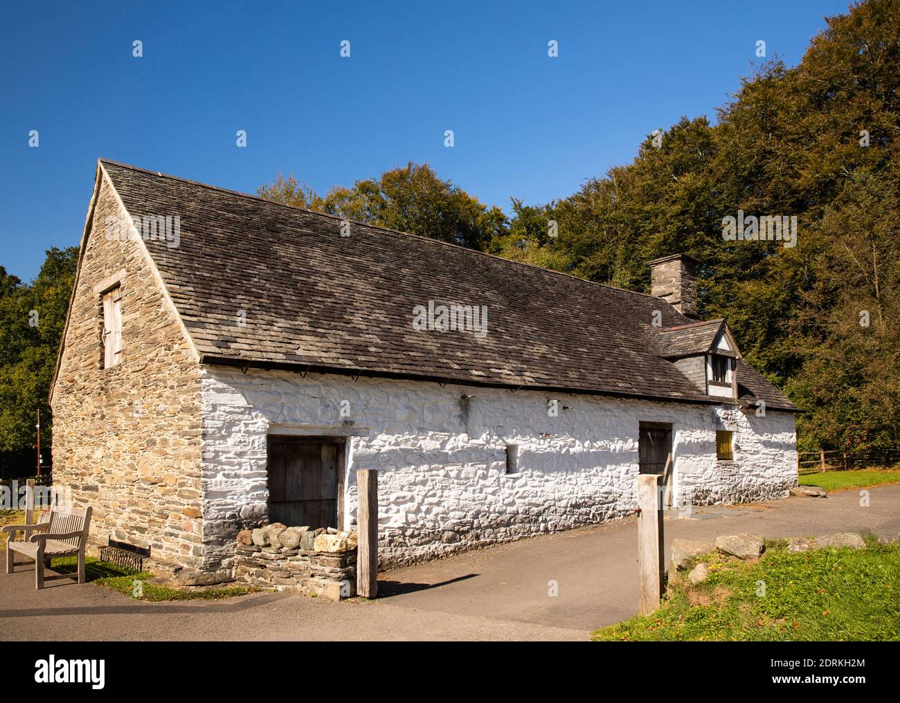 UK, Wales, Cardiff, St Fagans, National Museum of History, 1400s Cilewent Farmhouse from Dyffryn Claerwen, Radnorshire Stock Photo