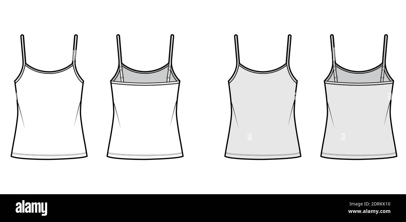 Camisole scoop neck cotton-jersey top technical fashion illustration ...
