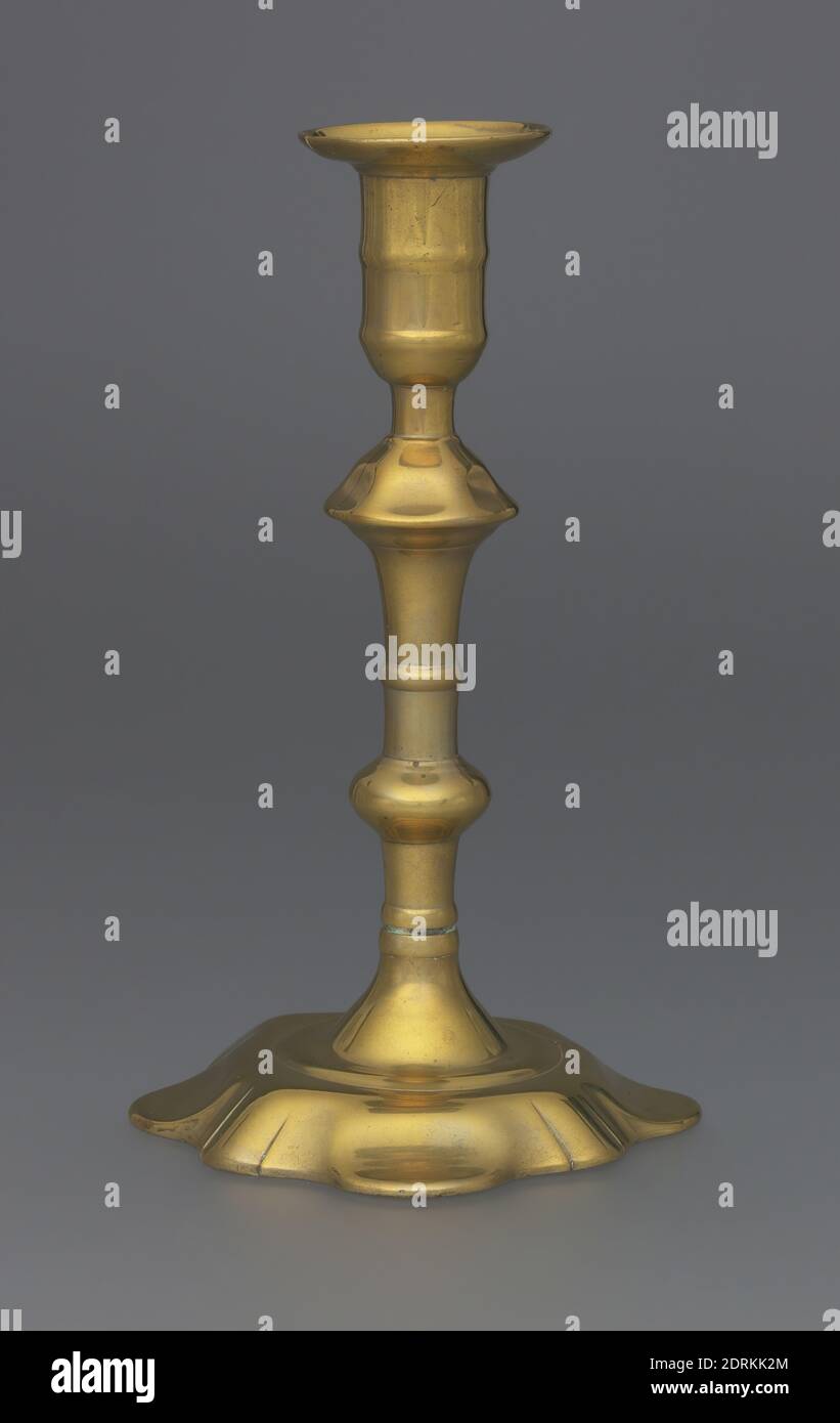 Candlestick, Brass, 7 3/4 in. (19.7 cm), Made in England, British, 18th