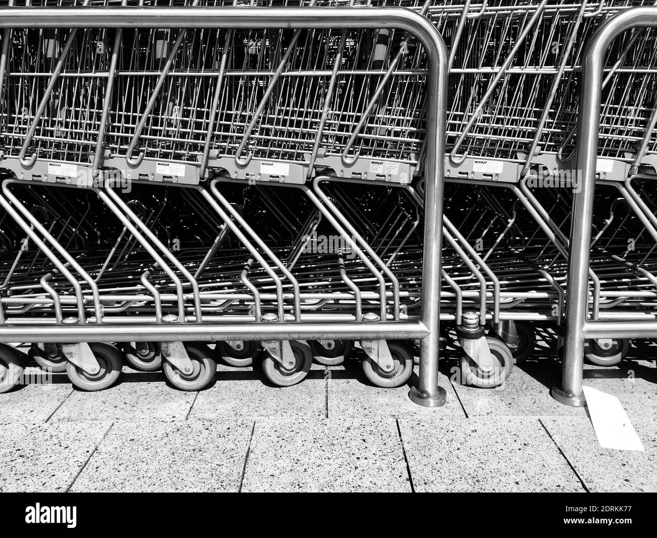 Shopping Carts In Parking Lot During Sunny Day Stock Photo Alamy