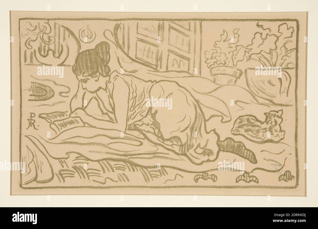 Artist: Paul Ranson, French, 1861–1909, Fille Etendue, Lithograph, sheet: 13.6 × 22.1 cm (5 3/8 × 8 11/16 in.), French, 19th century, Works on Paper - Prints Stock Photo