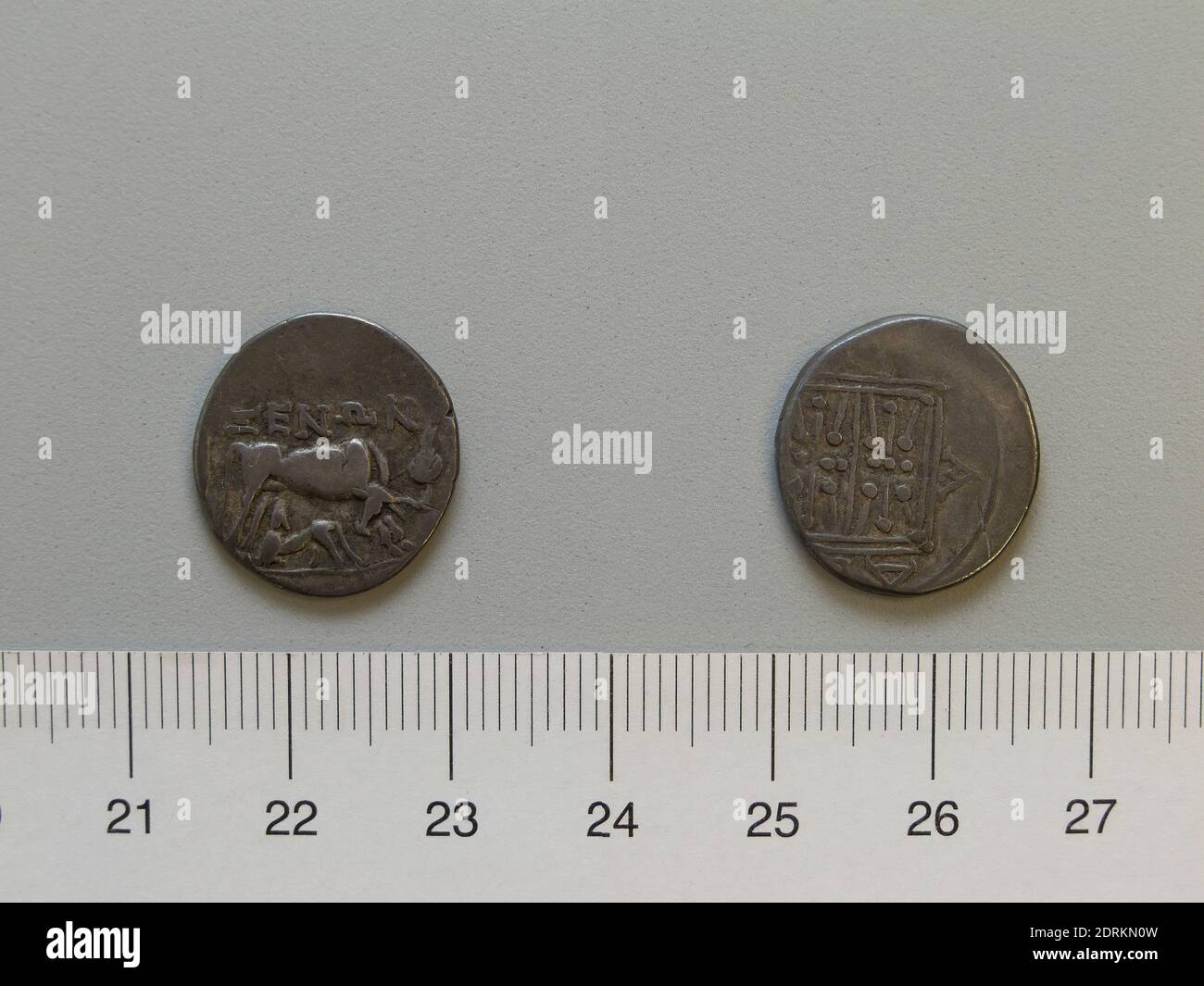 Mint: Dyrrhachium, 1 Drachm from Dyrrhachium, 229–100 B.C., Silver, 3.05 g, 12:00, 17.5 mm, Made in Dyrrhachium, Illricum, Greek, 3rd–2nd century B.C., Numismatics Stock Photo