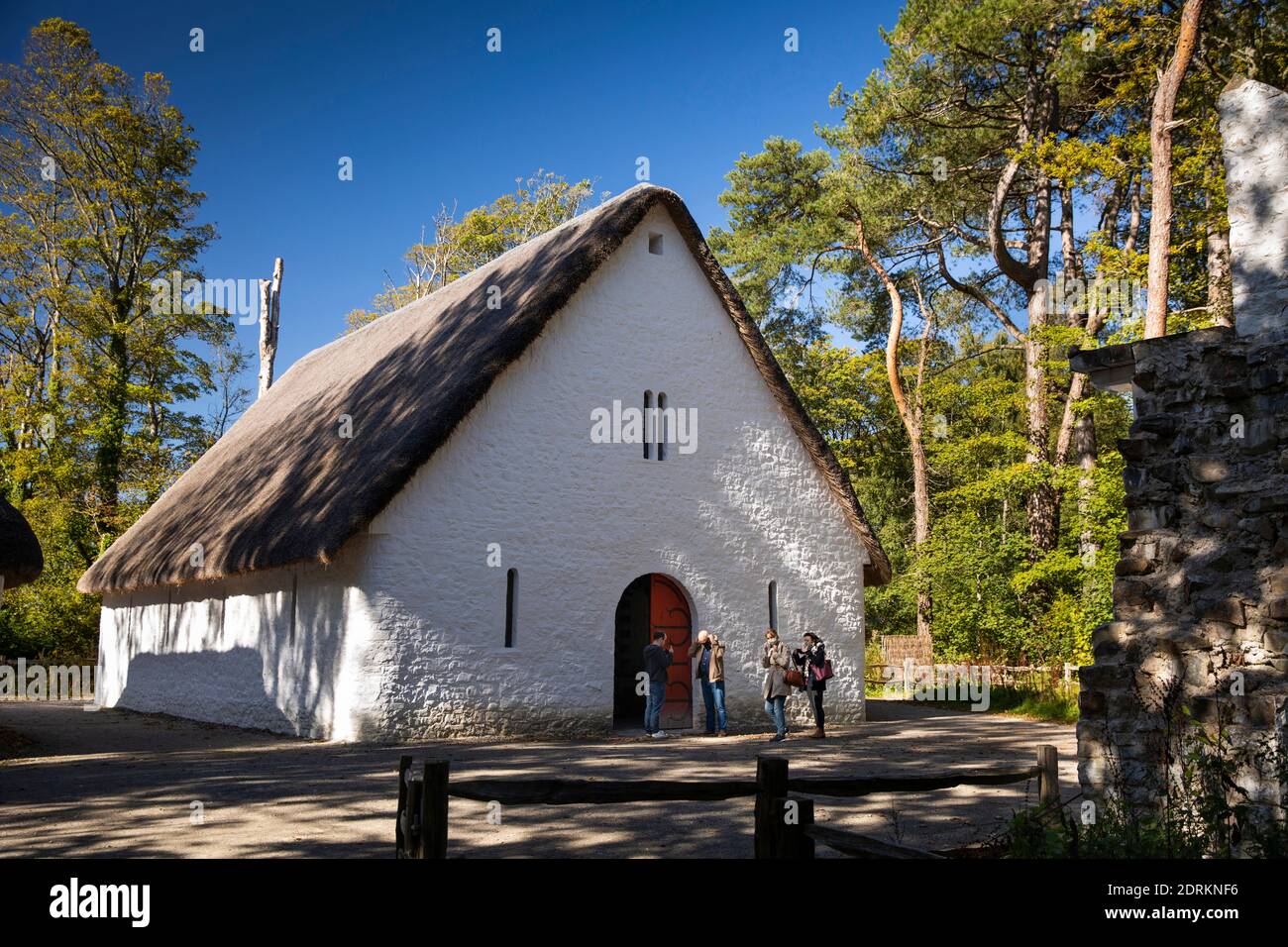 UK, Wales, Cardiff, St Fagans, National Museum of History, Llys Llewellyn, reconstruction of Medieval Court of princes of Gwynedd, exterior Stock Photo