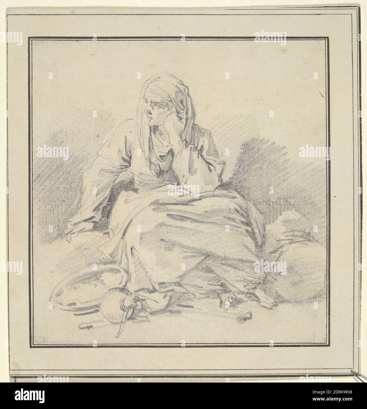 Artist: Jean-Honoré Fragonard, French, 1732–1806, Seated Woman, Graphite,  19.3 × 18.3 cm (7 5/8 × 7 3/16 in.), Made in France, French, 18th century,  Works on Paper - Drawings and Watercolors Stock Photo - Alamy