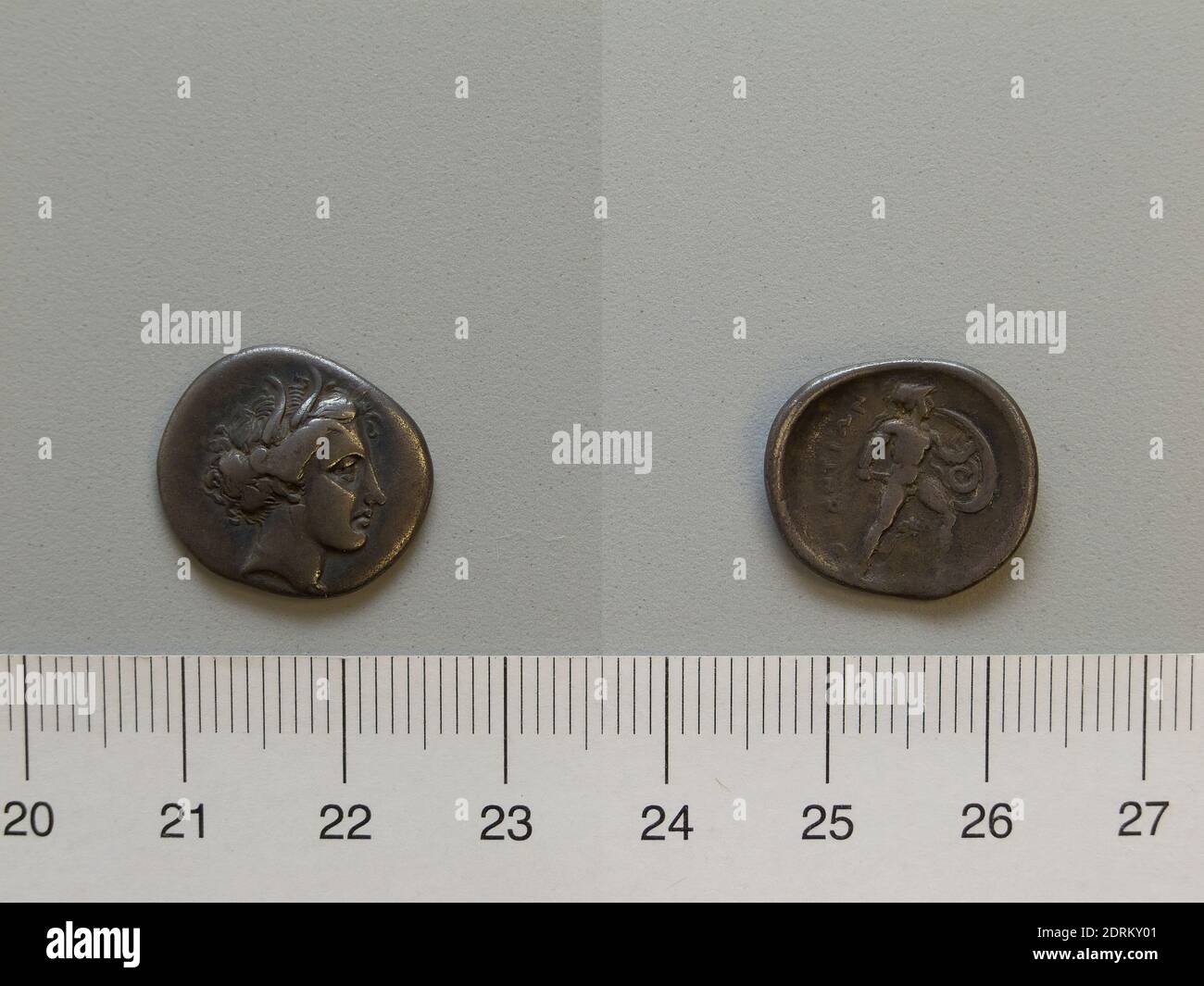 Mint: Locri Opuntii, Coin from Locris, 369–338 B.C., Silver, 2.44 g, 12:00, 17.6 mm, Made in Locris Opuntii, Locris, Greek, 4th century B.C., Numismatics Stock Photo