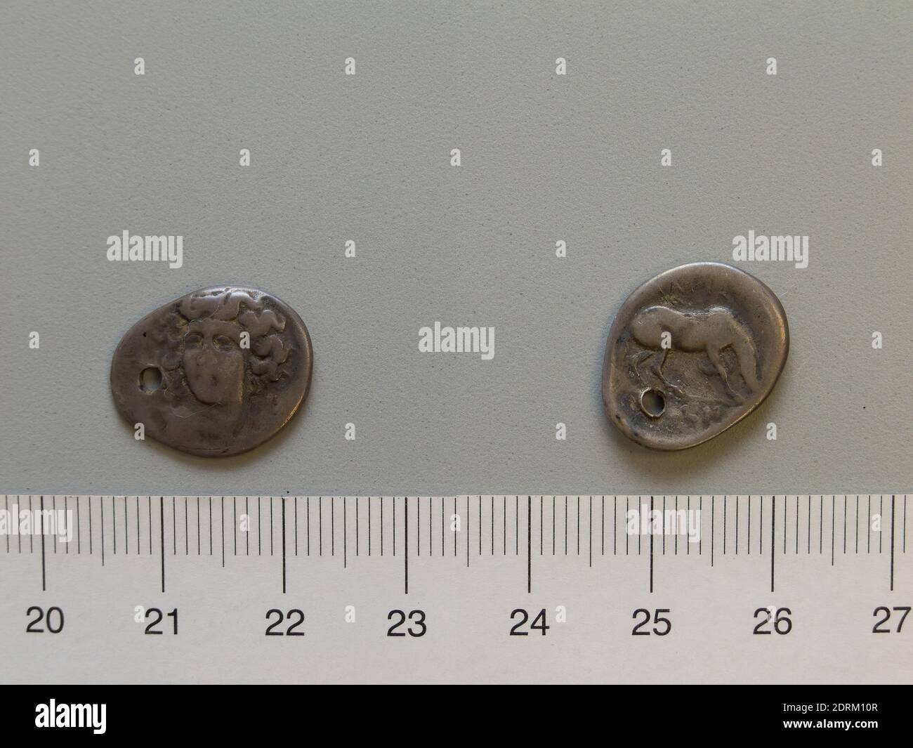 Mint: Larissa, Coin from Larissa, 400–344 B.C., Silver, 1.93 g, 8:00, 17.0 mm, Made in Larissa, Thessaly, Greek, 4th century B.C., Numismatics Stock Photo
