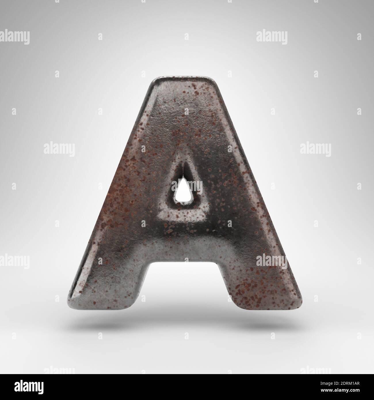Letter A uppercase on white background. Rusty metal 3D rendered font ...
