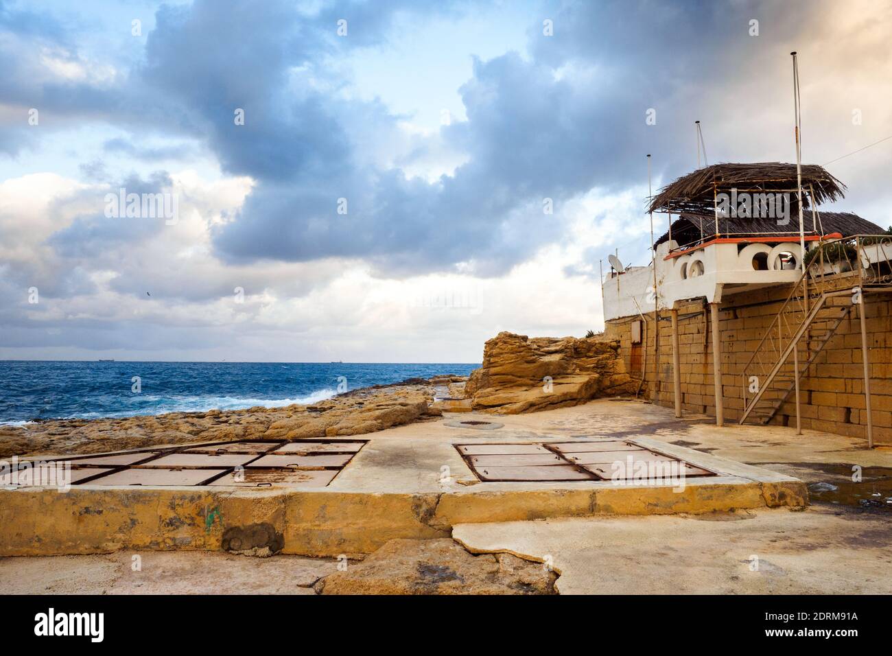 Coastal scene in Bugibba - Malta Stock Photo
