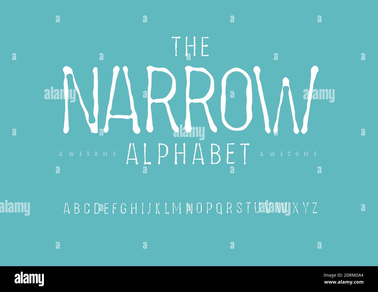 Thin Narrow alphabet. chalk or coal drawing font, Imprint type for vintage logo, headline, monogram, typewriter lettering and typography. Minimal slim Stock Vector