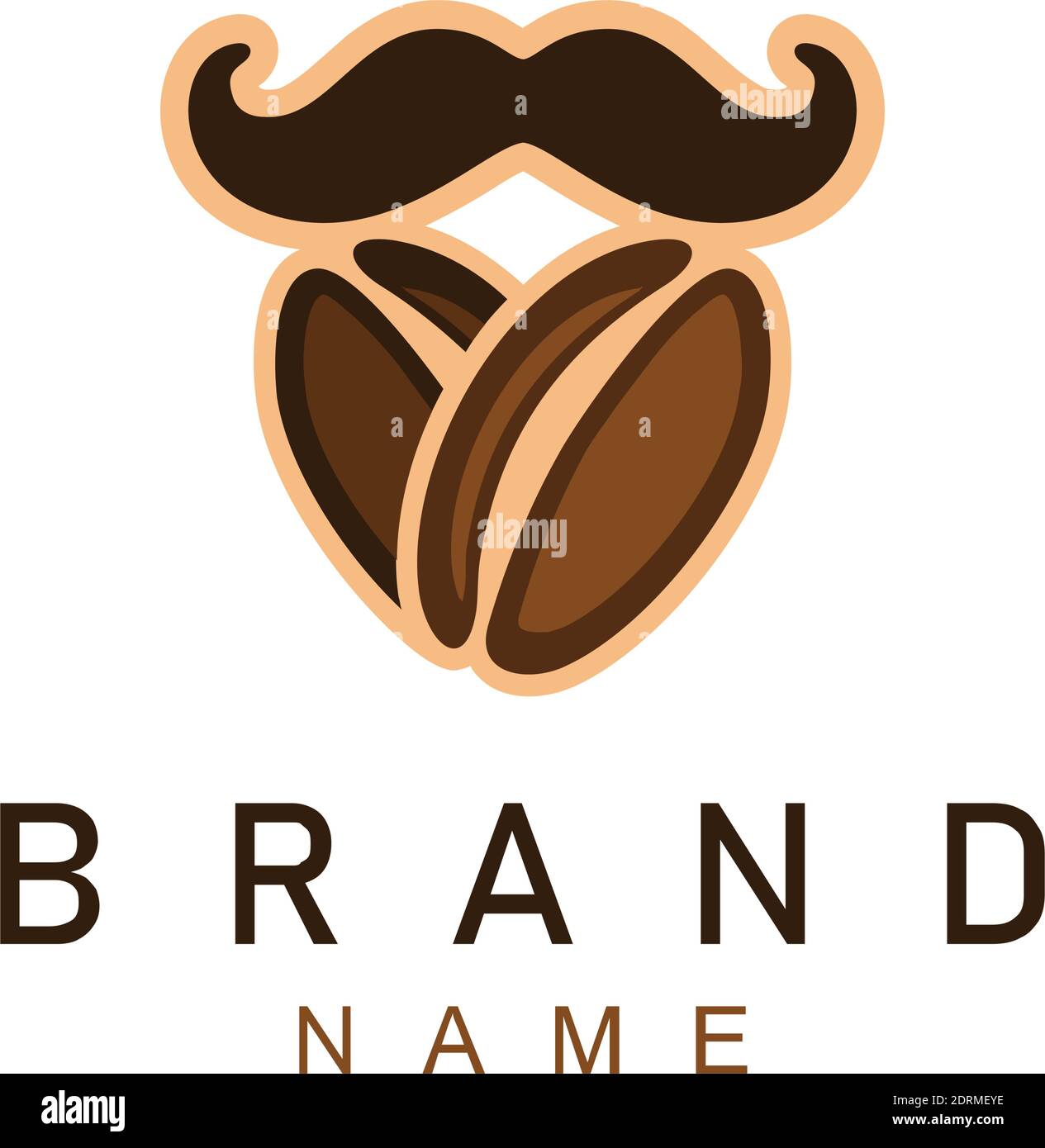 coffee bean abstract mustache beard logo icon vector graphic concept design Stock Vector