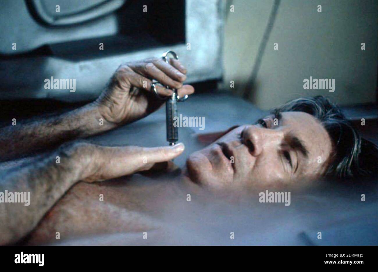 NECRONOMICON 1993 New Line Home Entertainment film with David Warner injecting himself to prevent ageing Stock Photo