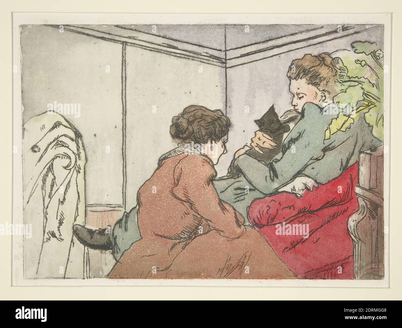 Artist Charles Maurin French 1856 1914 Woman With A Cat La Femme Au Chat Color Etching And Aquatint Sheet 14 19 7 Cm 5 1 2 7 3 4 In French 19th Century Works On Paper Prints Stock Photo Alamy