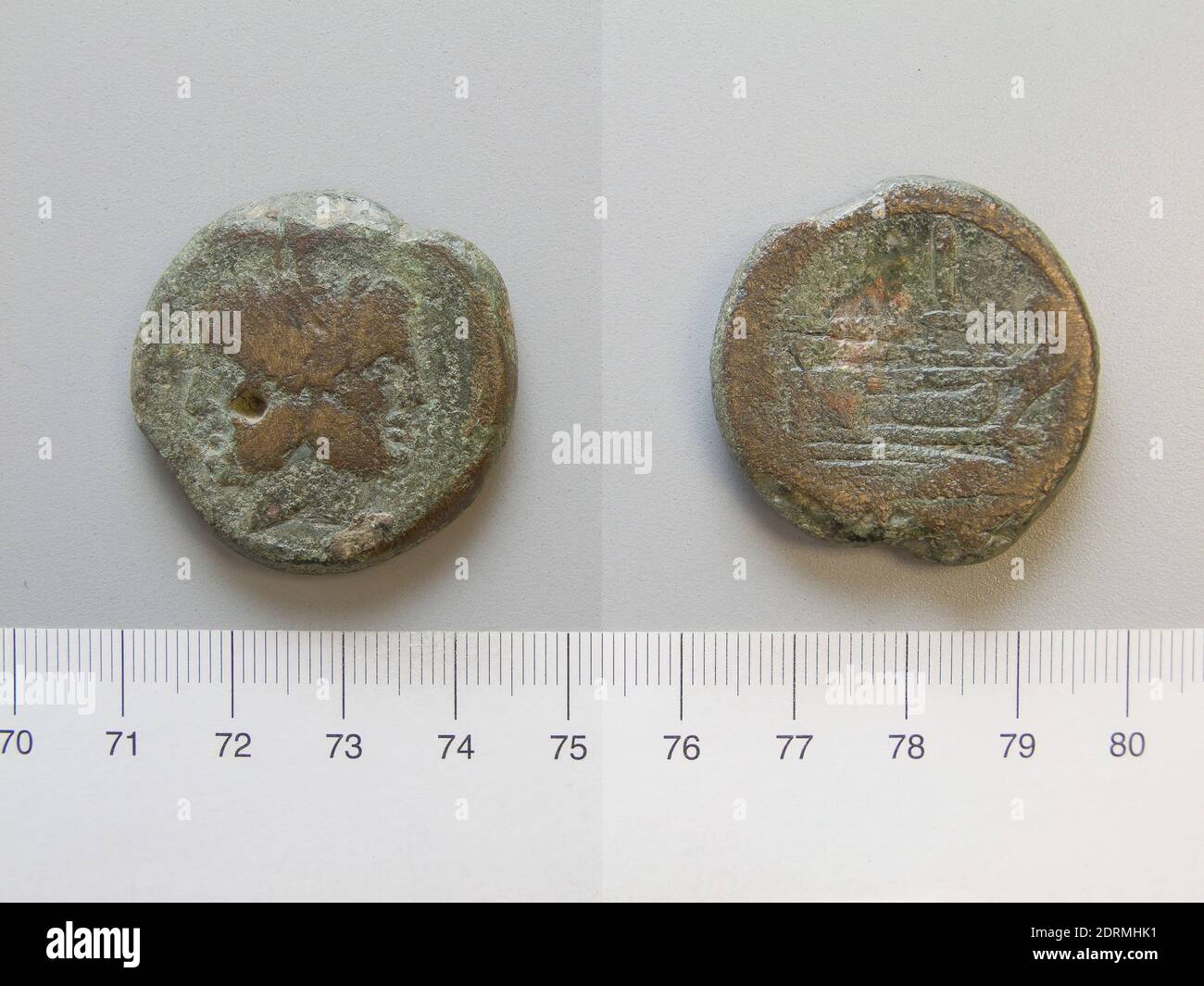 Mint: Rome, 1 As from Rome, after 211 B.C., Copper, 36.23 g, 5:00, 34.7 mm, Made in Rome, Roman, 3rd century B.C., Numismatics Stock Photo