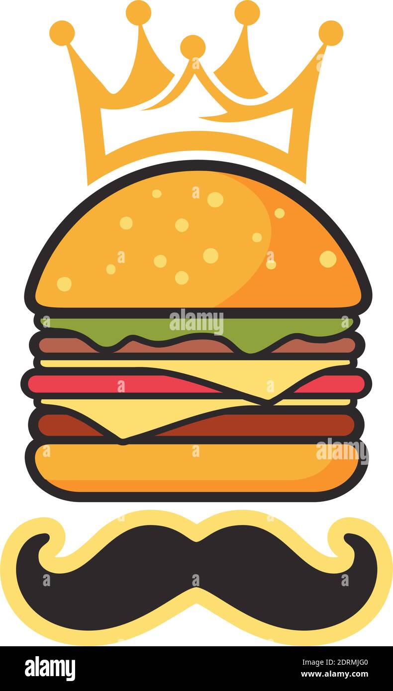 burger king mustache logo icon vector graphic concept design Stock Vector