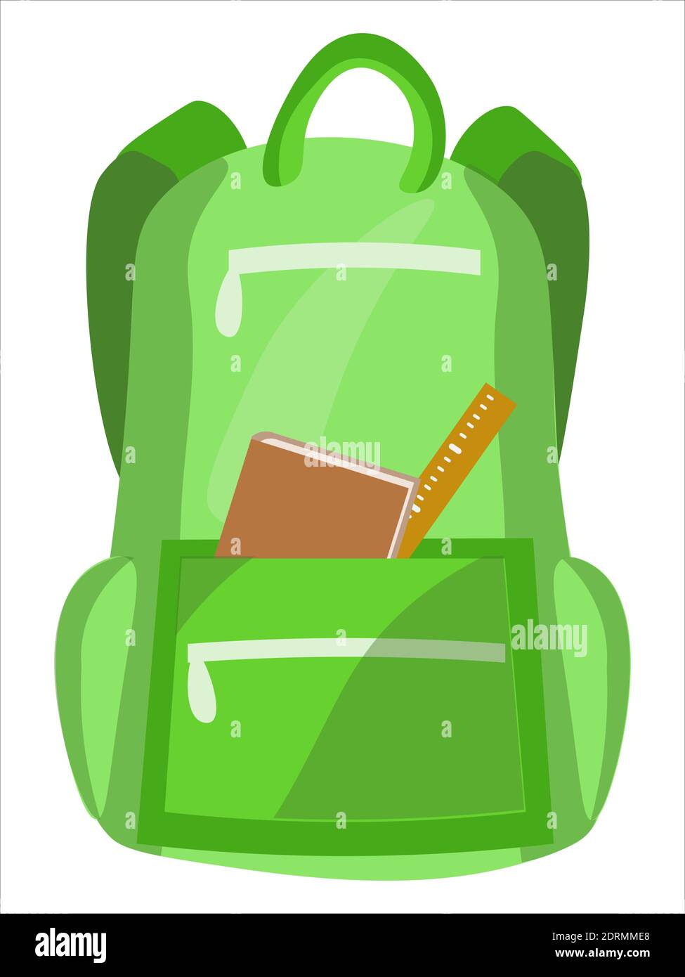Vector green with white school backpack Stock Vector