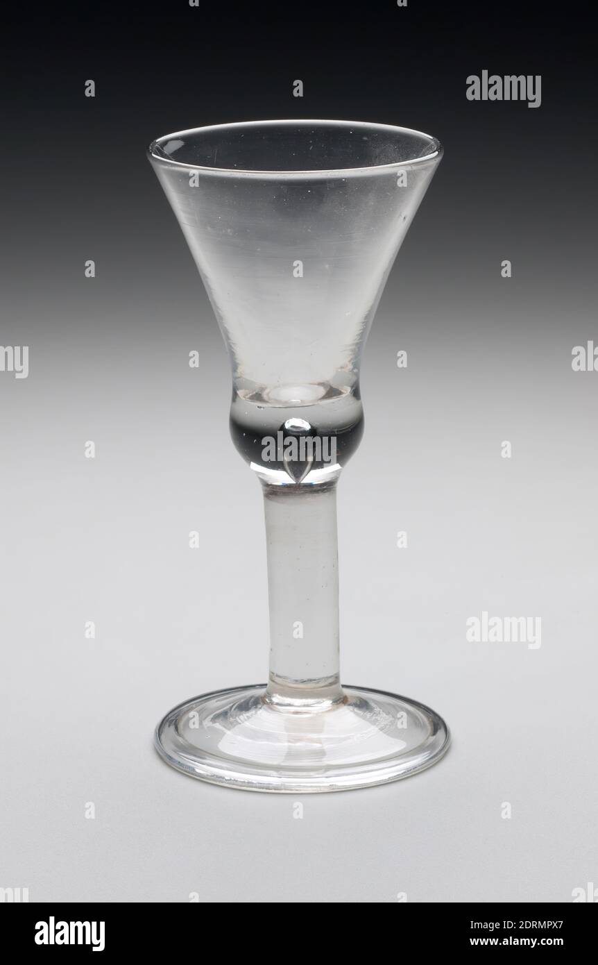 Wine Glass, Colorless lead glass, 5 7/8 in. (14.9 cm), Made in England, British, 18th century, Containers - Glass Stock Photo