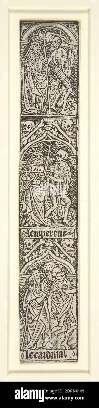 Dance of Death, border of Book of Hours, Metal cut, image: 13.8 × 2.8 cm (5 7/16 × 1 1/8 in.), French, 16th century, Works on Paper - Prints Stock Photo