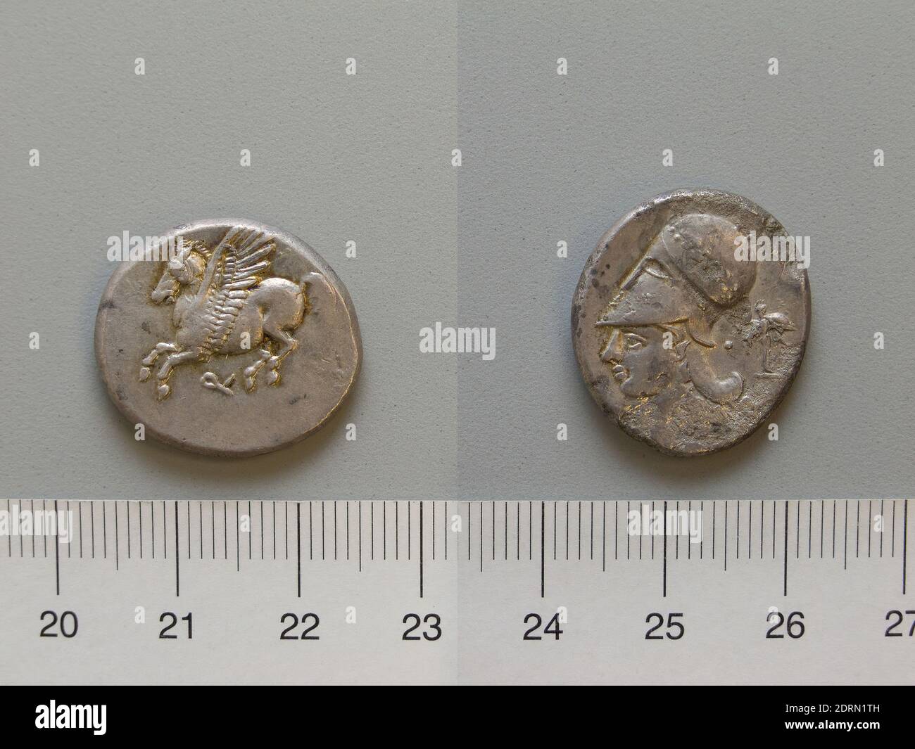 Mint: Corinth, Diobol from Corinth, 386–307 B.C., Silver, 8.39 g, 3:00, 22.0 mm, Made in Corinth, Peloponnese, Greek, 4th century B.C., Numismatics Stock Photo