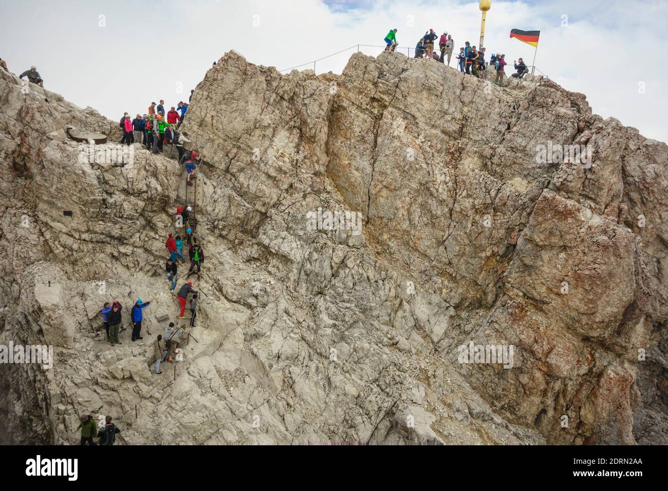 The Zugspitze highest peak of the Wetterstein Mountains, & highest mountain in Germany. Lies south of the town of Garmisch-Partenkirchen. Stock Photo