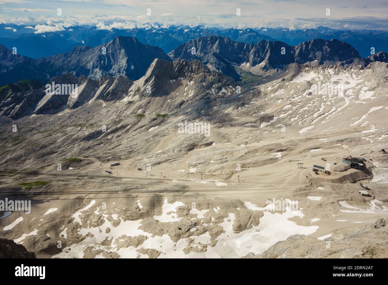 The Zugspitze highest peak of the Wetterstein Mountains, & highest mountain in Germany. Lies south of the town of Garmisch-Partenkirchen. Stock Photo