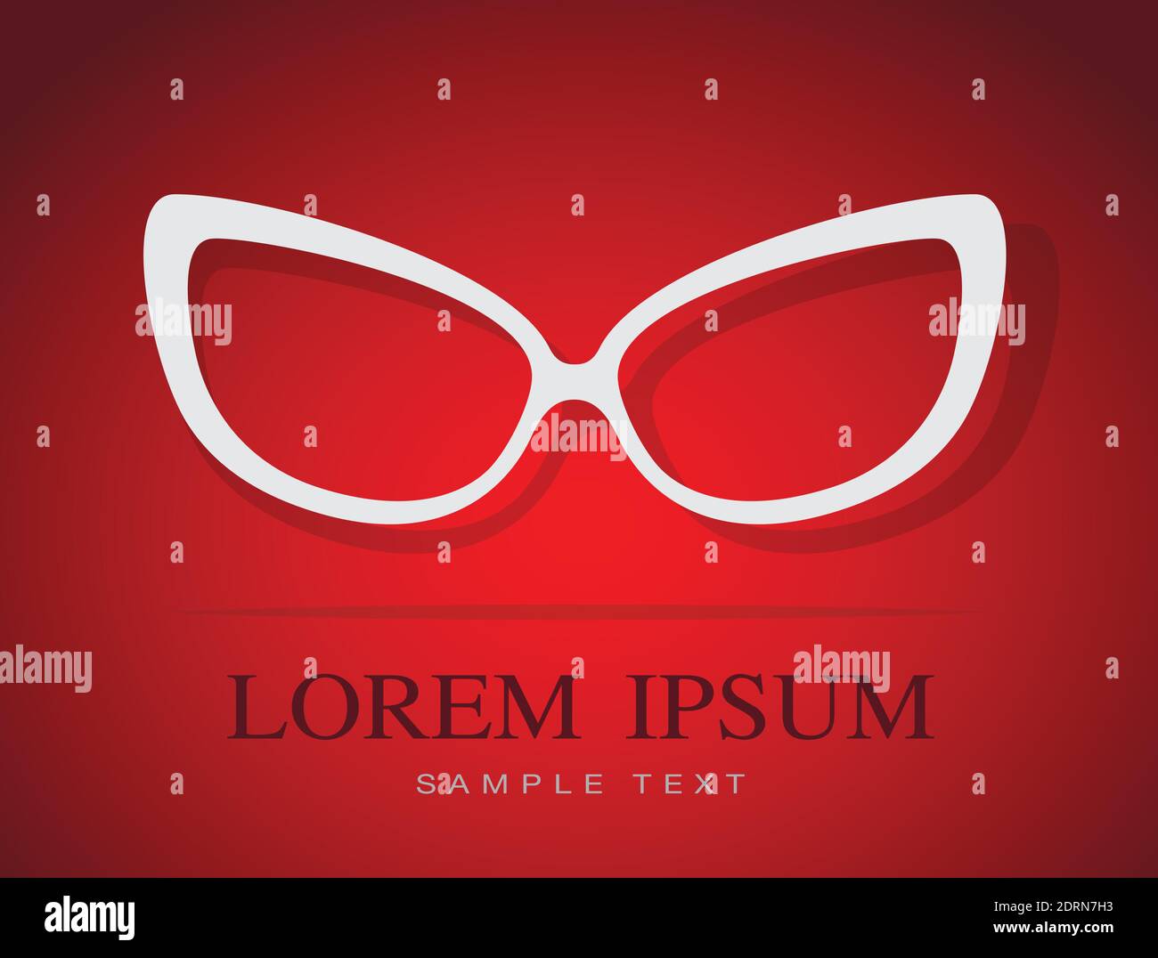 Vector image of Glasses white on red background. Stock Vector