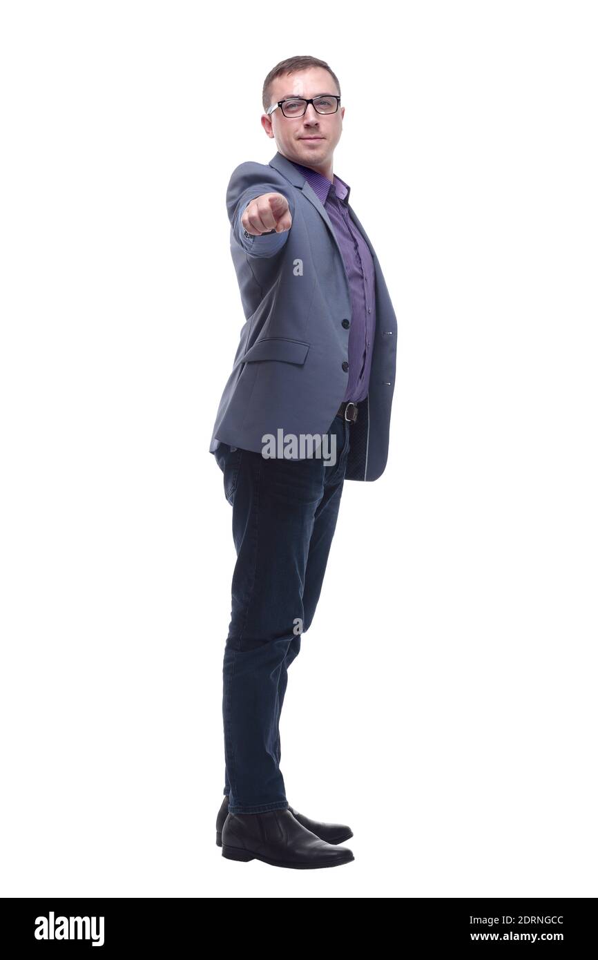Handsome young man in formalwear pointing you Stock Photo