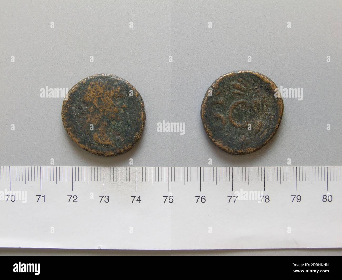 Ruler: Trajan, Emperor of Rome, A.D. 53–117, ruled 98–117, Mint: Antioch, Dupondius of Trajan, Emperor of Rome from Antioch, 98–117, copper, 12.81 g, 12:00, 26.5 mm, Made in Antioch, Seleucis and Pieria, Roman, 2nd century, Numismatics Stock Photo