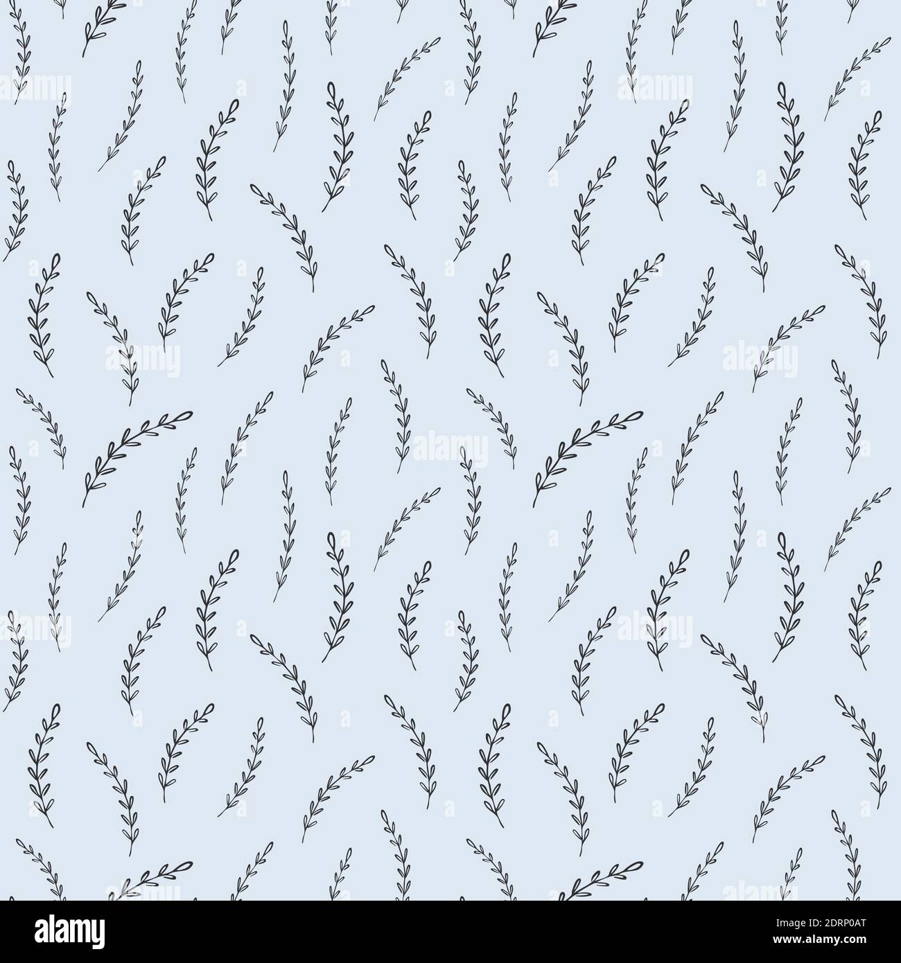 Natural vector seamless pattern leaves on gray-blue background template Stock Vector