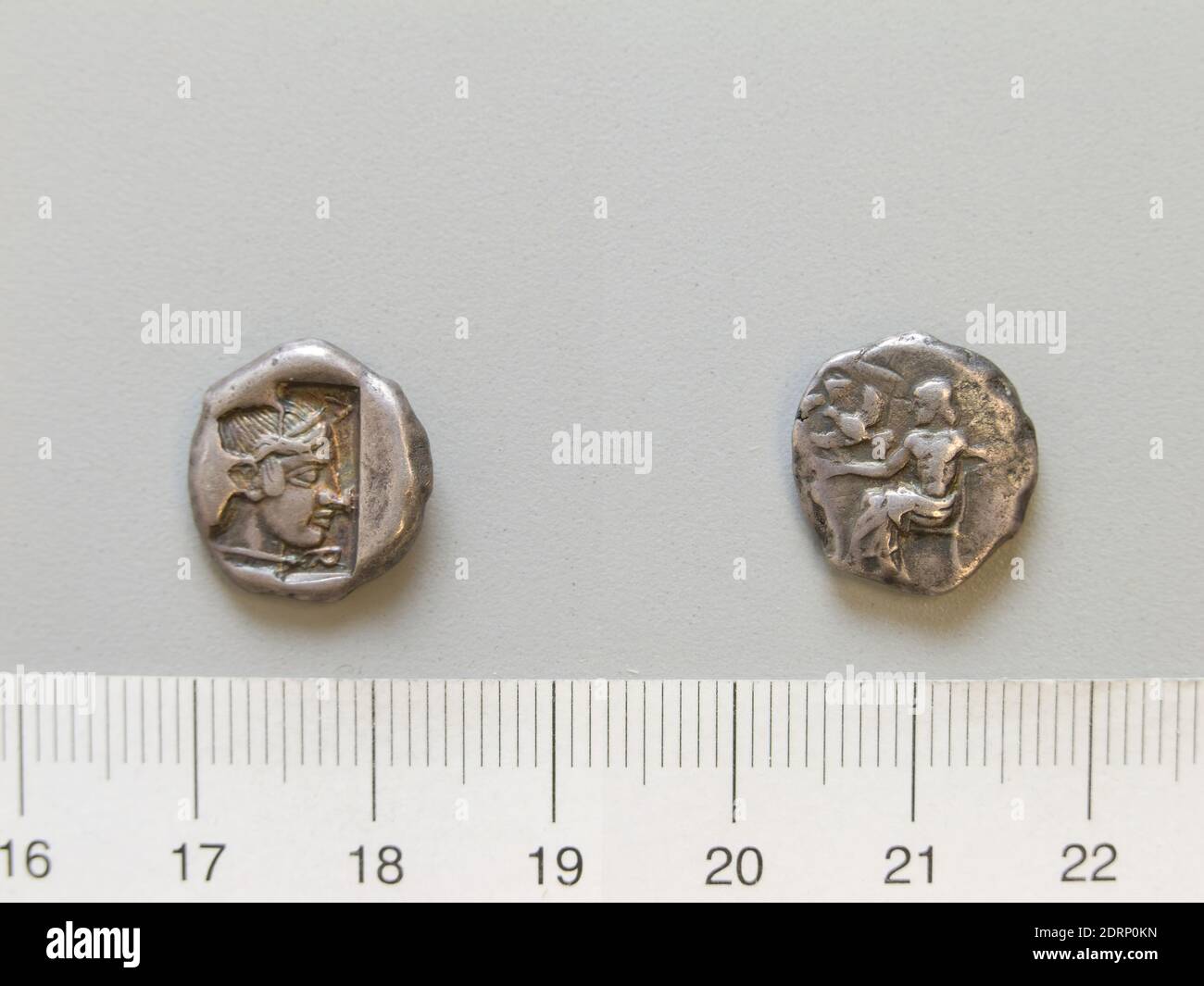 Mint: Heraea, Triobol from Heraea, 462–428 B.C., Silver, 2.89 g, 6:00, 14.5 mm, Made in Heraea, Arcadia, Greek, 5th century B.C., Numismatics Stock Photo