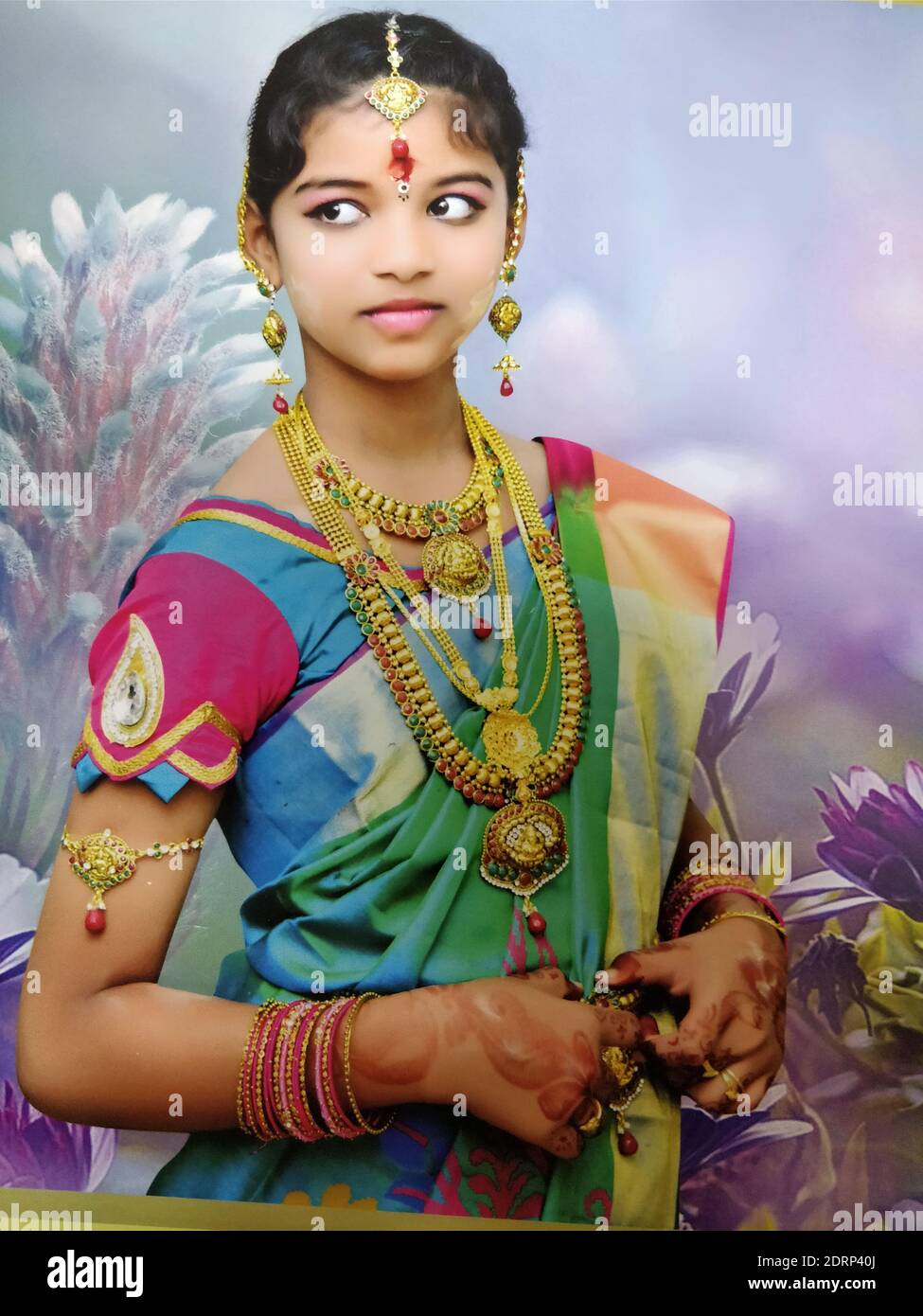 Indian girls wearing sari hi-res stock photography and images - Alamy
