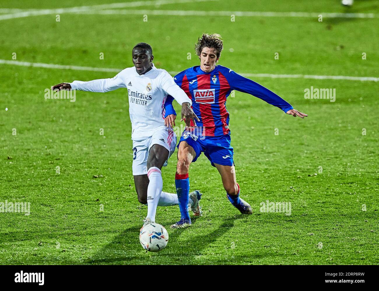 Ferland Mendy of Real Madrid CF and Bryan Gil of SD Eibar during the Spanish championship La Liga football match between SD Ei / LM Stock Photo