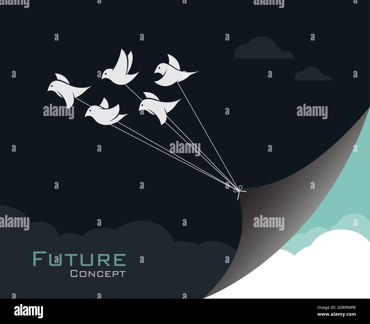 Vector image of birds changing reality. Easy editable layered vector illustration. Stock Vector