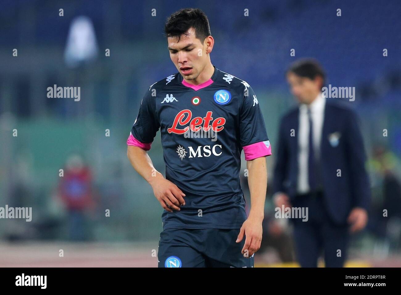 Hirving Lozano of Napoli reacts during the Italian championship Serie A