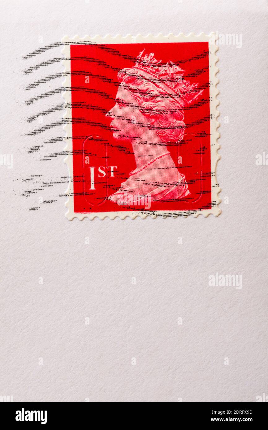 1st class stamp on envelope Stock Photo Alamy