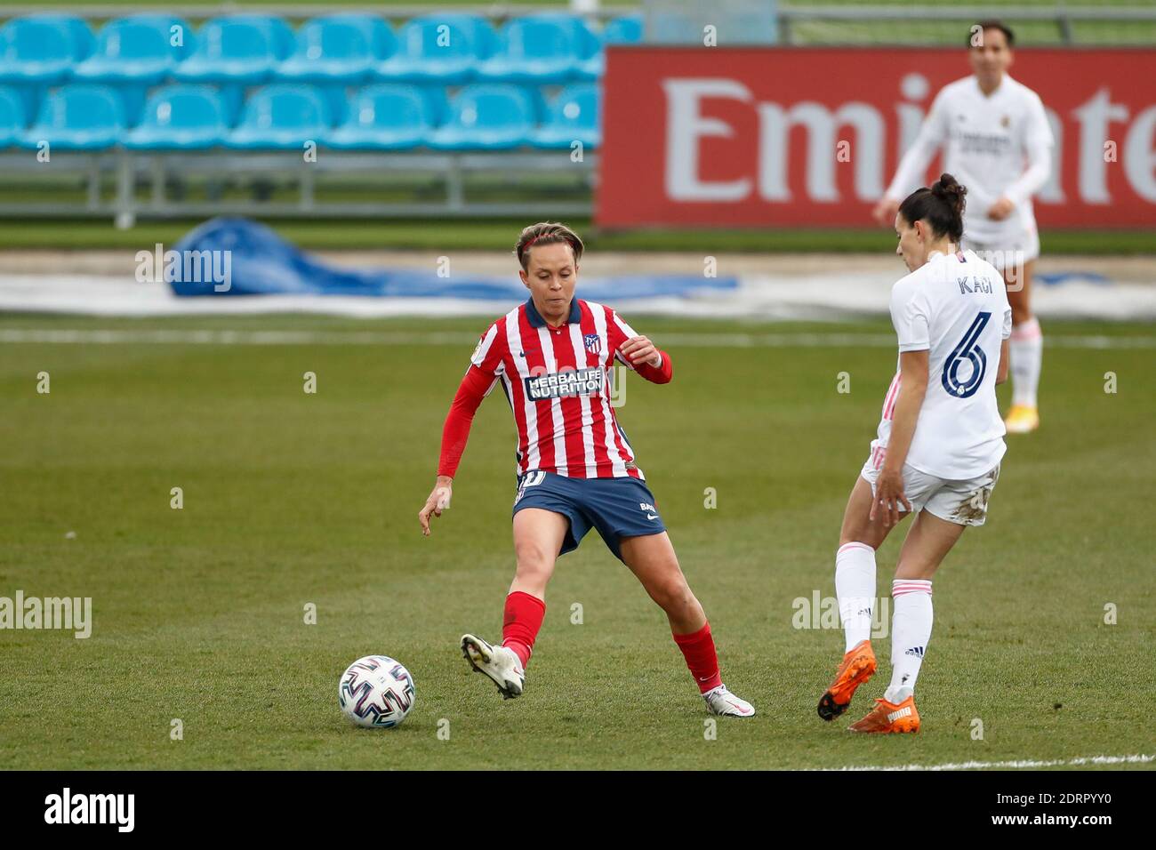 Amanda Sampedro of Atletico de Madrid and Aurelie Kaci of Real Madrid during the Women&#039;s Spanish championship, Liga Iberdr / LM Stock Photo