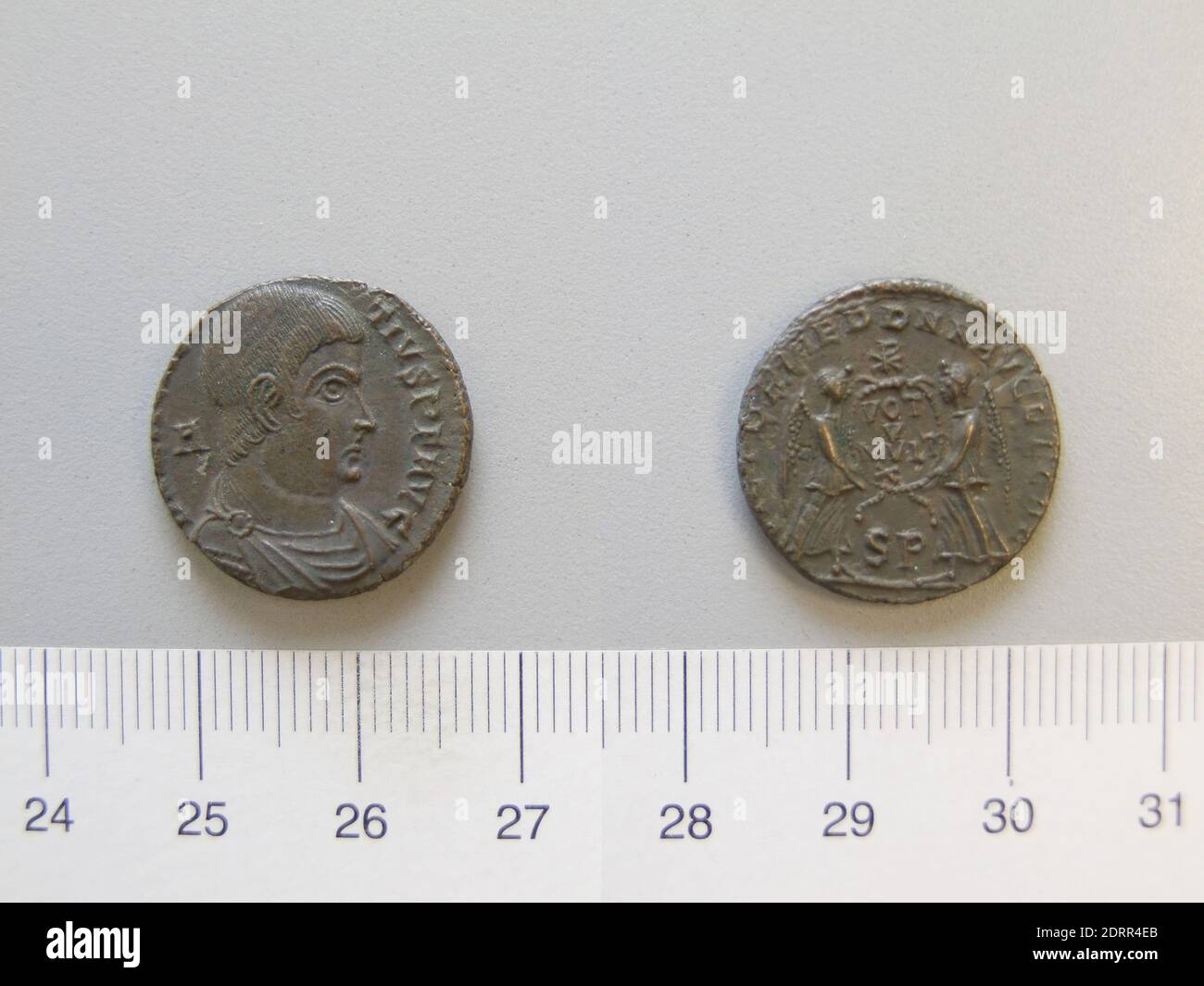 Ruler: Magnentius, Emperor of Rome, ca. 303–353, ruled 350–53, 1 Nummus of Magnentius, 350–53, Argentiferous bronze, 3.98 g, 6:00, 19.7 mm, Made in Roman Empire, Roman, 4th century, Numismatics Stock Photo