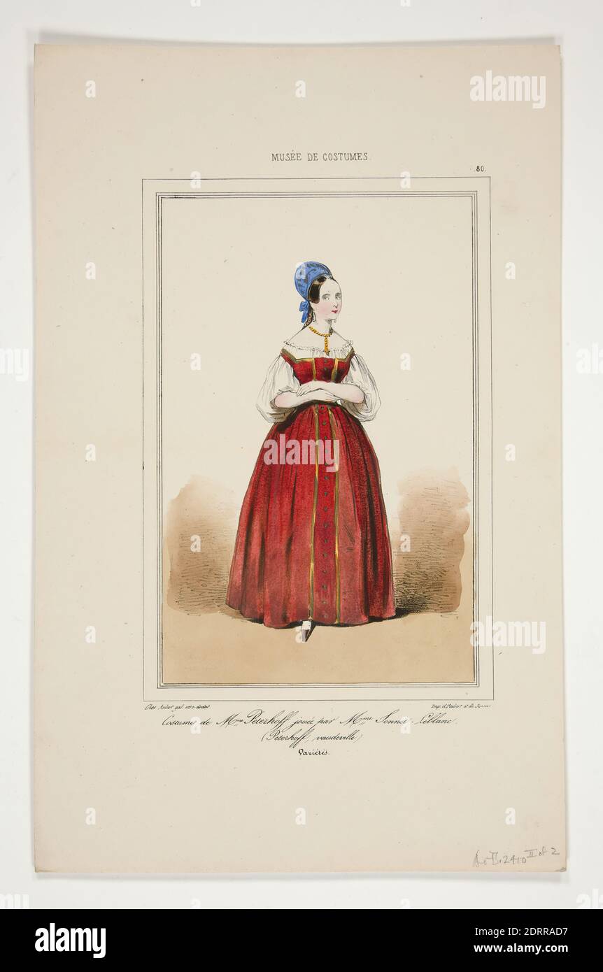 Artist: Paul Gavarni, French, 1804–1866, Costume de Mme, Peterhoff, jouee par Mme Sonnet-Leblanc, Lithograph, colored, French, 19th century, Works on Paper - Prints Stock Photo