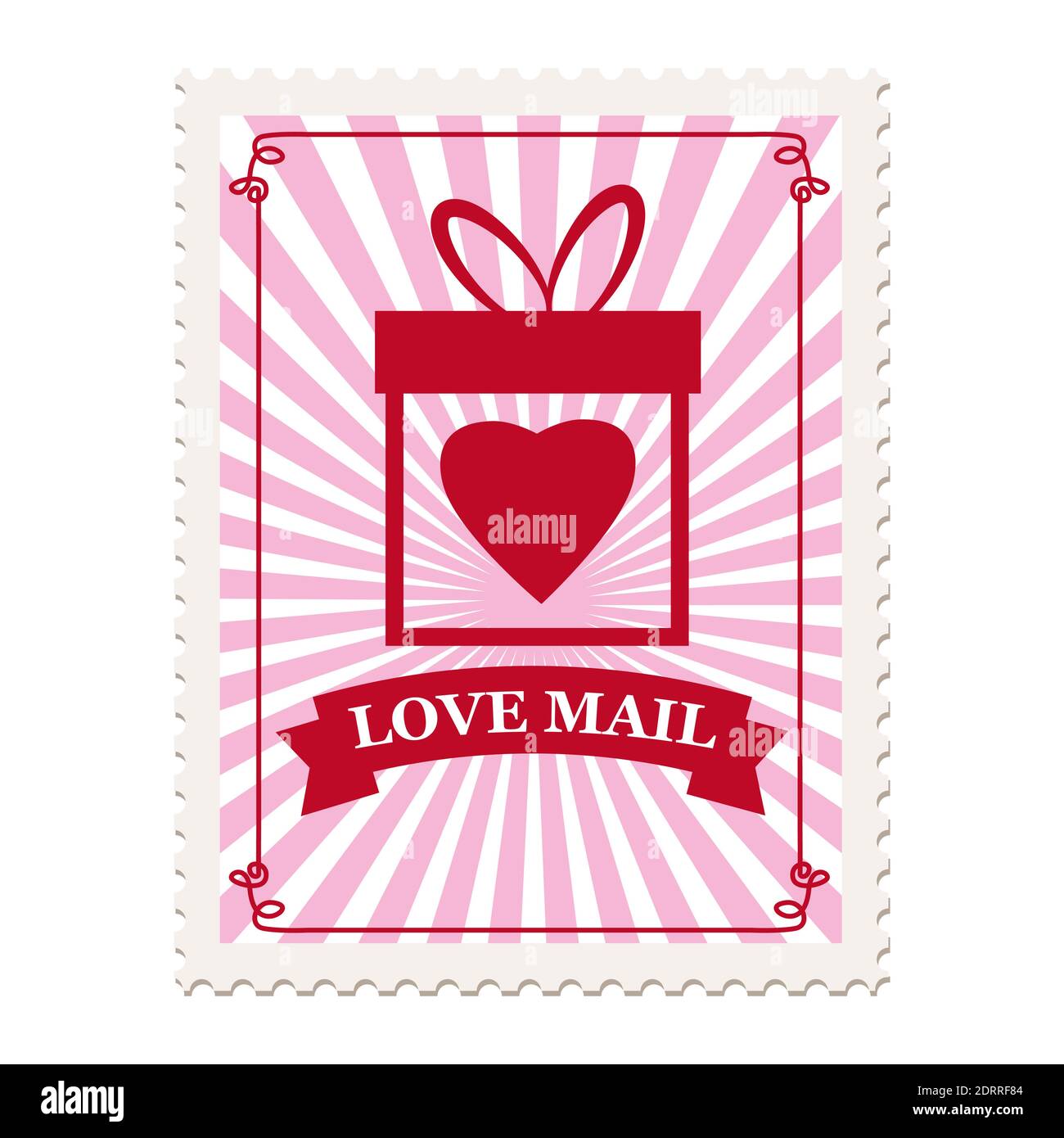 Valentine s day postage stamp, for postcard, mail envelope. Heart, Love ...