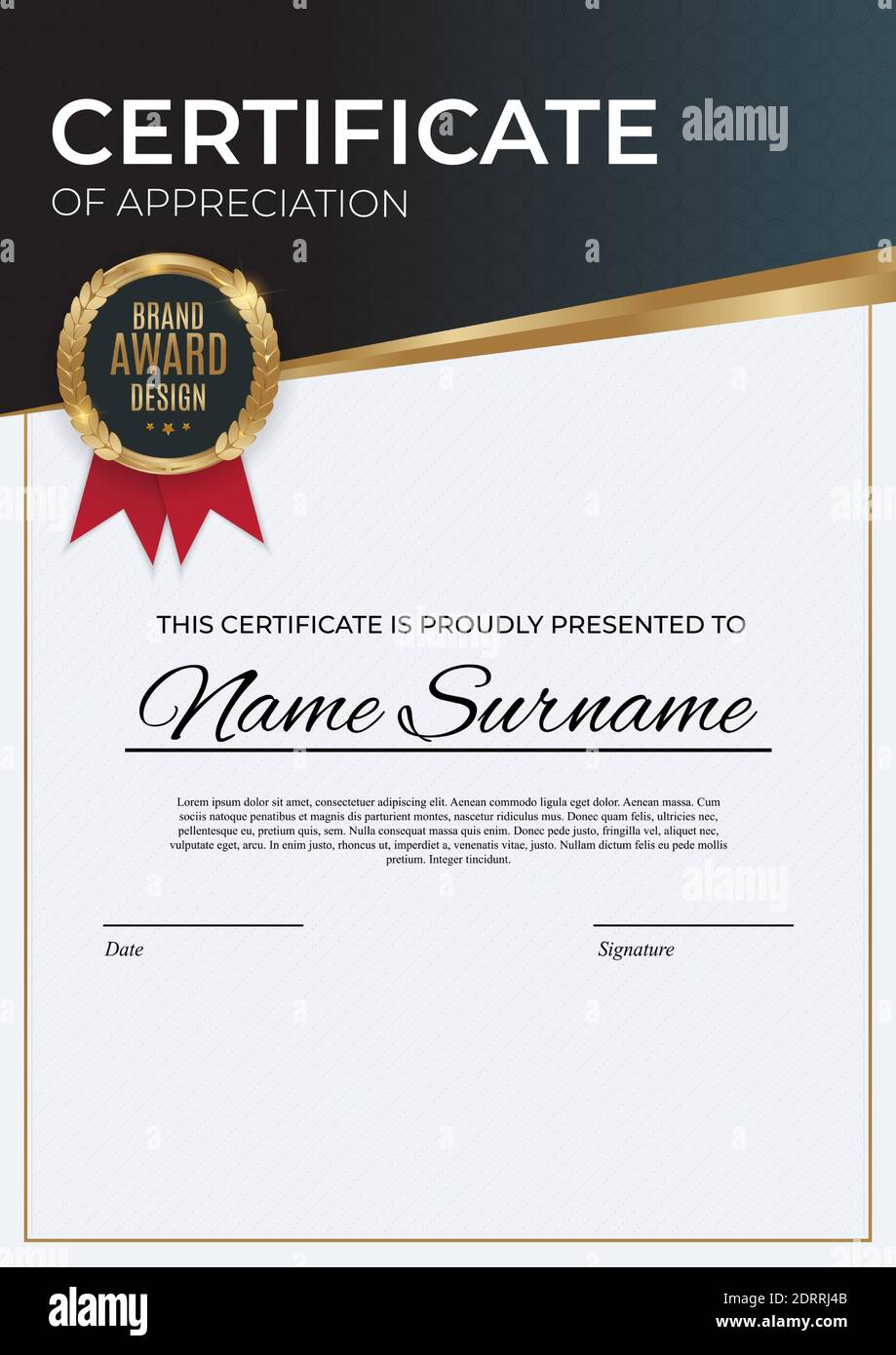 Blue and gold Certificate of achievement template set with gold Throughout Free Printable Certificate Of Achievement Template