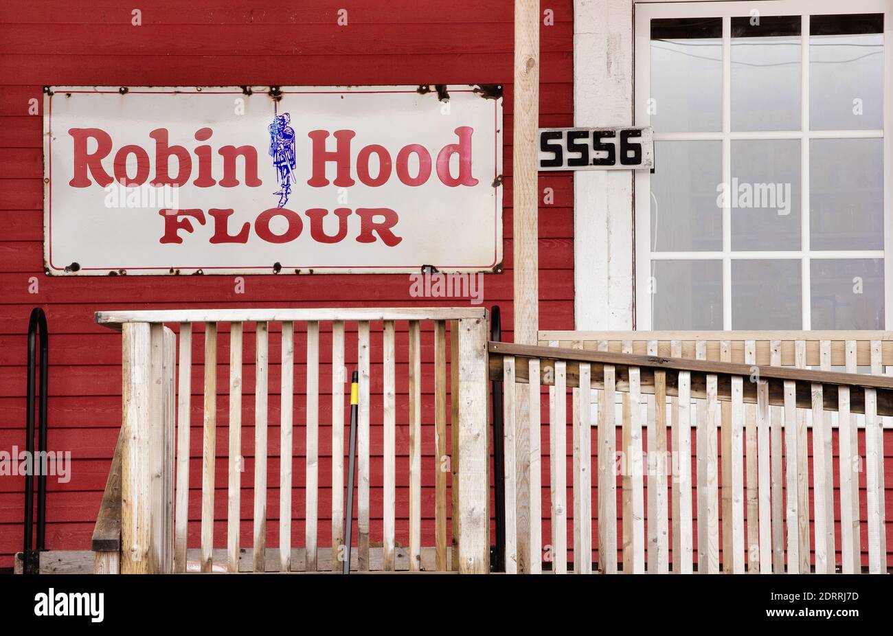 Earltown, Canada - May 07, 2016: Vintage Robin Hood Flour sign. Robin Hood Flour is a popular flour brand produced by Horizon Milling. Stock Photo