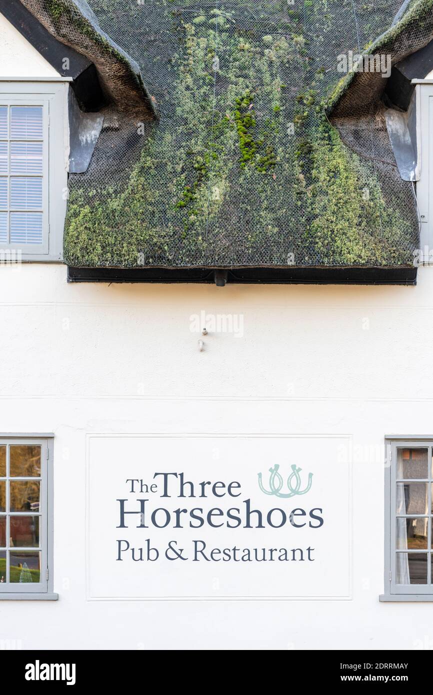 The Three Horeshoes pub and restaurant Madingley, South Cambridgershire, Cambridgeshire UK a quaint viilage pub. Stock Photo