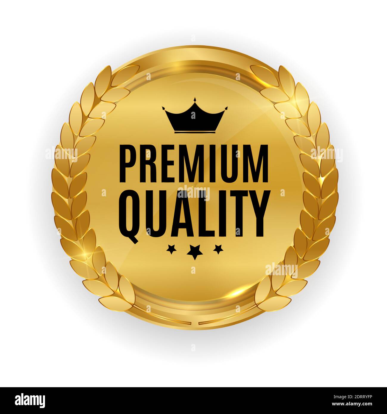 Gold badges seal quality labels. Sale medal badge premium stamp golden  genuine emblem guarantee round vector set Stock Vector