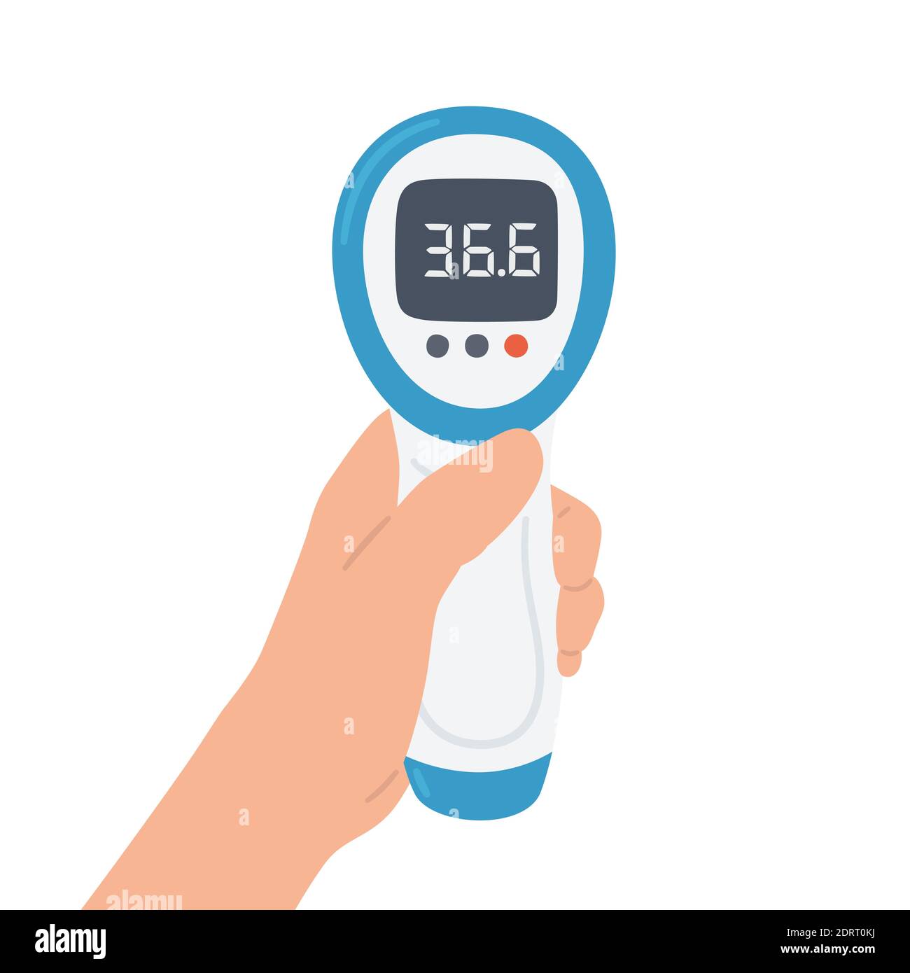 Noncontact infrared electronic thermometer with normal temperature in hand Stock Vector Image