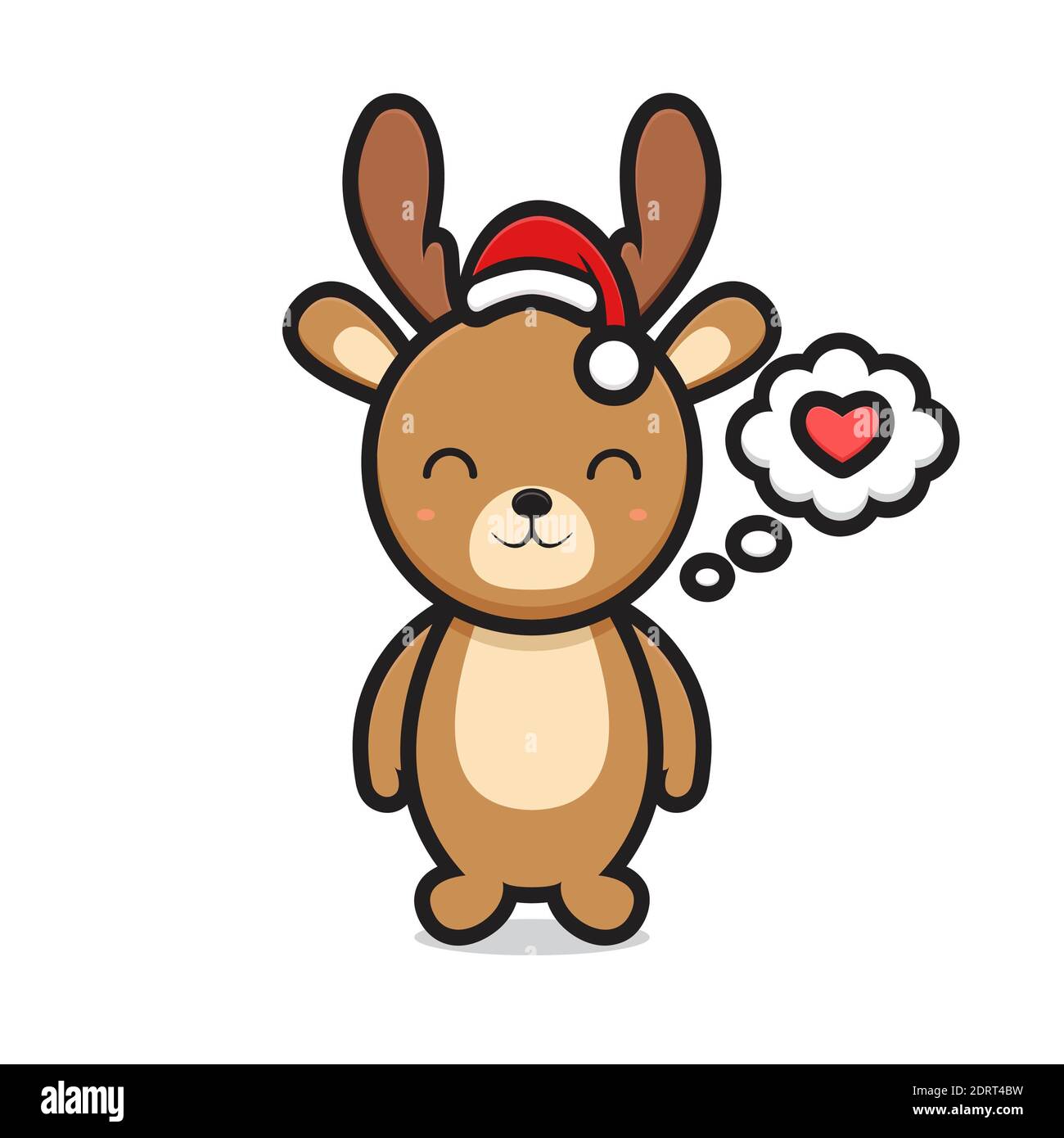 Deer cute deer cartoon character and wearing santa hat Stock Photo - Alamy