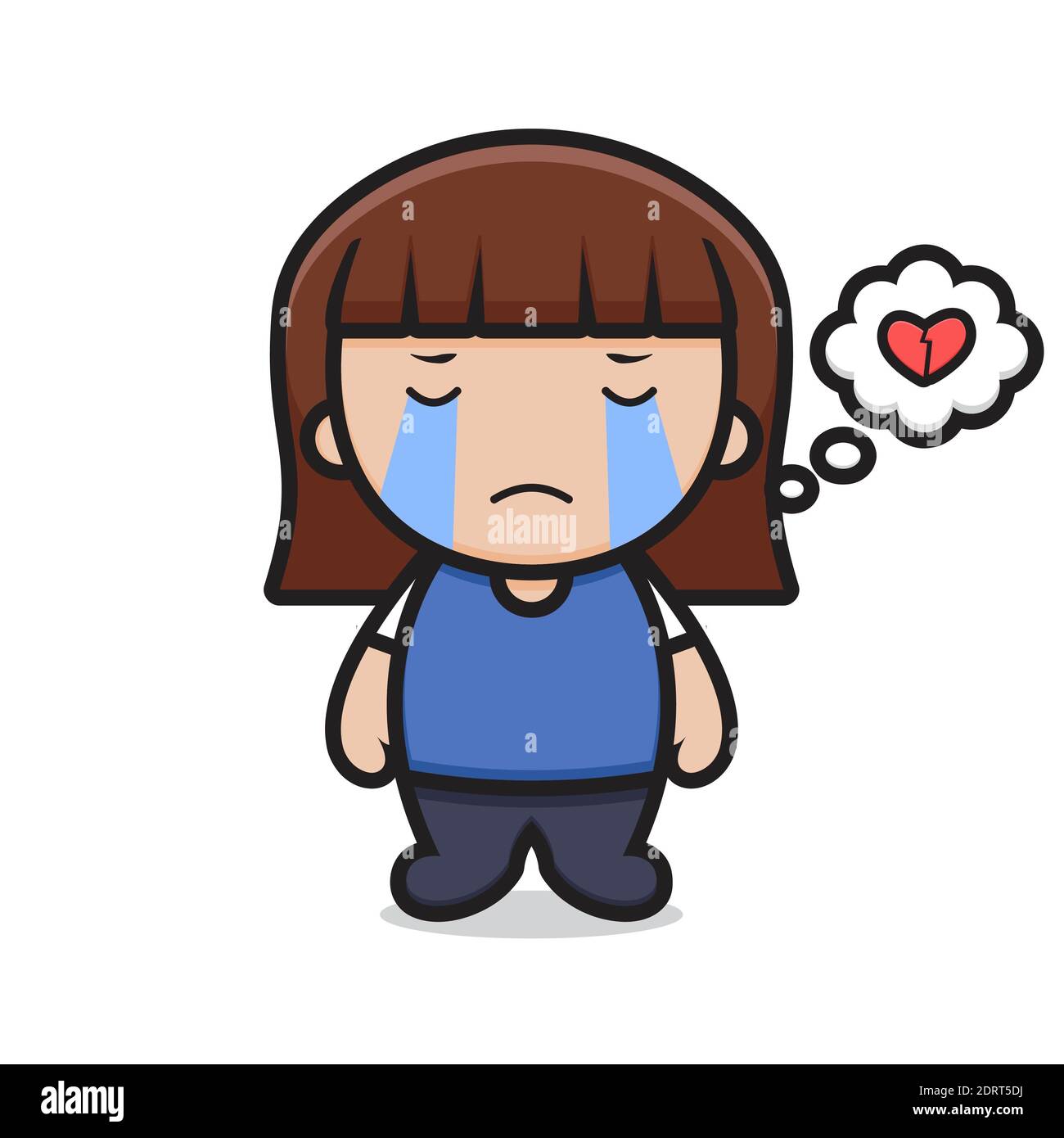 cute girl cartoon character cry feel sad. design isolated on white  background Stock Photo - Alamy