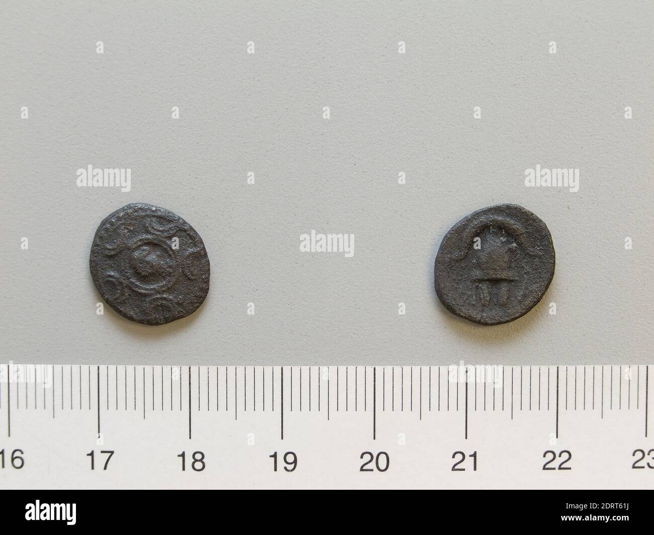 Ruler: Antigonus II Gonatas, King of Macedonia, Greek, ca. 319–239 B.C., ruled 277–239 B.C.Mint: Tarsus, Coin of Antigonus II Gonatas, King of Macedonia from Tarsus, 316–301 B.C., Copper, 1.57 g, 12:00, 14 mm, Made in Tarsus, Cilicia, Greek, 4th century B.C., Numismatics Stock Photo