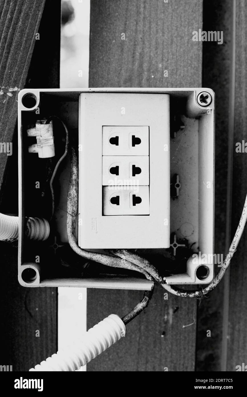 Closeup Of Outlets In Fuse Box Stock Photo Alamy