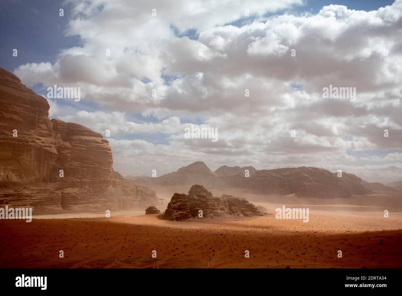 In Wadi Rum desert, Jordan Stock Photo