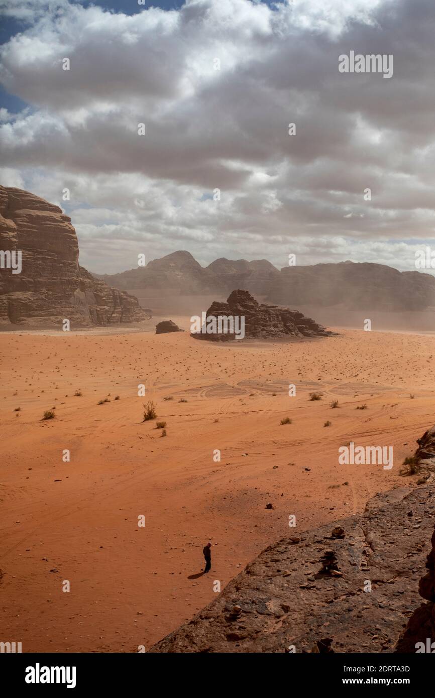 In Wadi Rum desert, Jordan Stock Photo