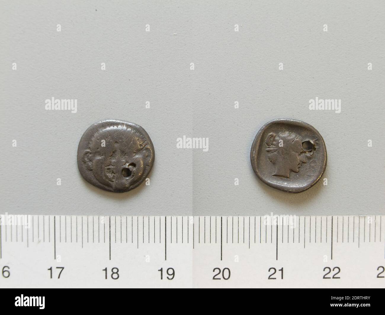 Mint: Neapolis, 1 Drachm from Neapolis, 411–350 B.C., Bronze, 1.60 g, 6:00, 14 mm, Made in Neapolis, Macedonia, Greek, 5th century B.C., Numismatics Stock Photo